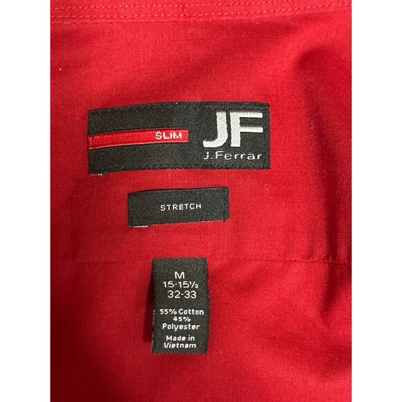 J.Ferrar JF Men's Red Stretch Long Sleeve Button Down Shirt Top Size M 15/15.5 - Picture 3 of 3